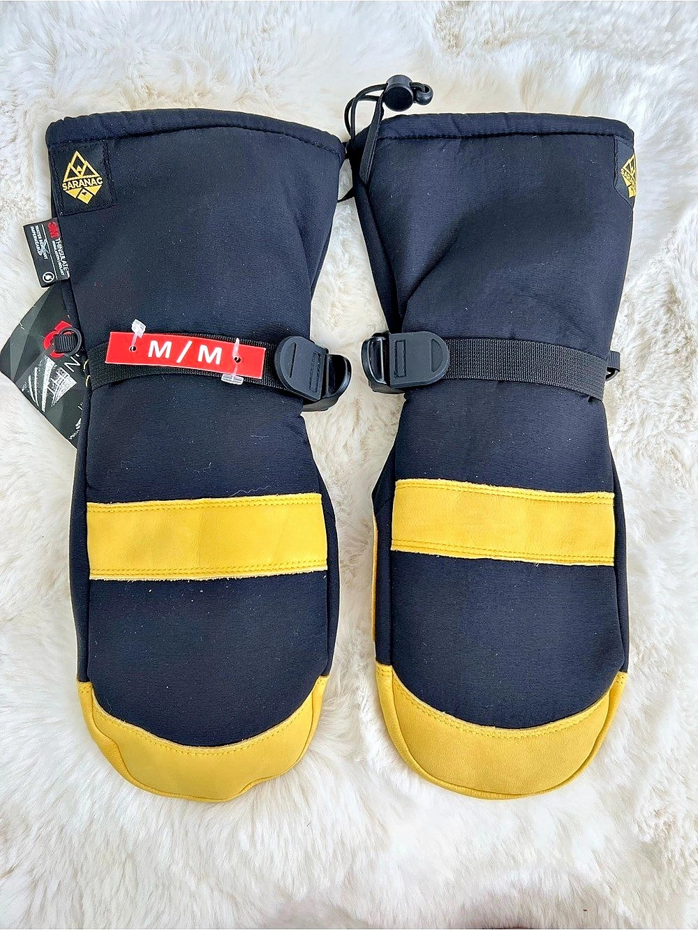 3M Thinsulate Water Resistant Mittens Black & Yellow Size Medium # 209